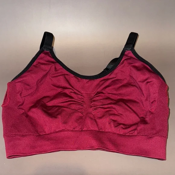 Reebok Women's Burgundy Sports Bra Size XL No Padding Very Good Condition - Picture 3 of 8